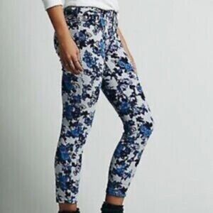 Free People Floral Blue and Purple Corduroy Jeans